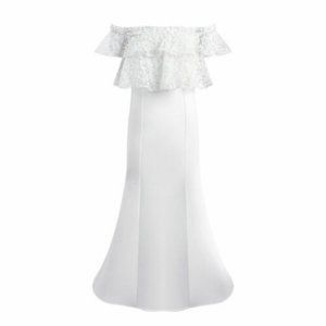 Size 8 Mermaid Dress Wedding Party Flower Girl Off Shoulder Ankle Length Lace